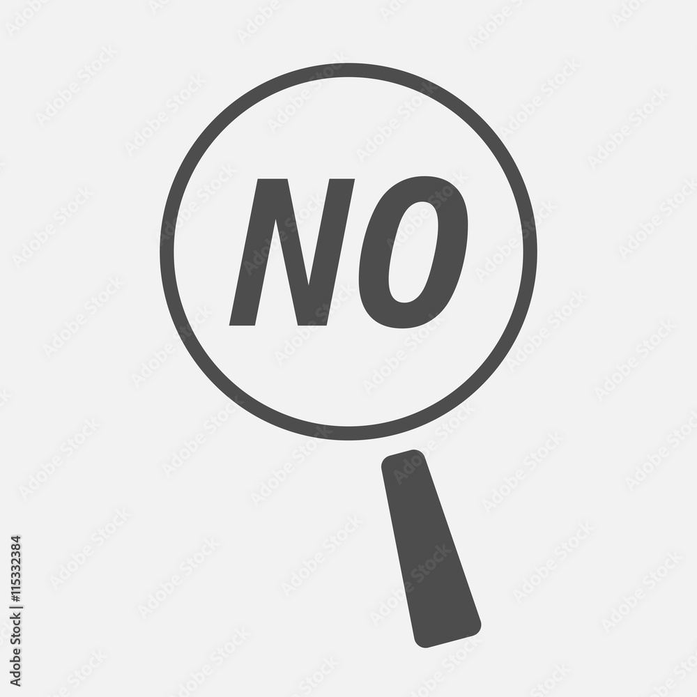 Isolated magnifying glass icon focusing the text NO Isolated magnifying glass icon focusing the text NO