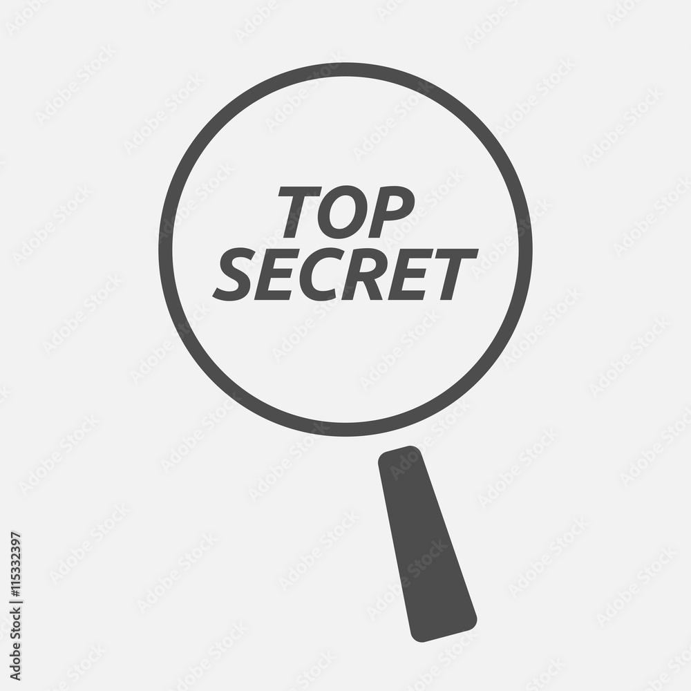 Isolated magnifying glass icon focusing the text TOP SECRET Isolated magnifying glass icon focusing the text TOP SECRET