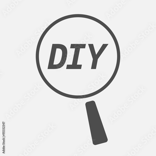 Isolated magnifying glass icon focusing the text DIY