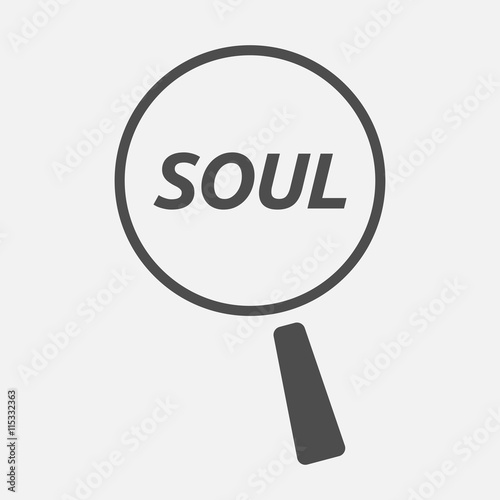 Isolated magnifying glass icon focusing the text SOUL