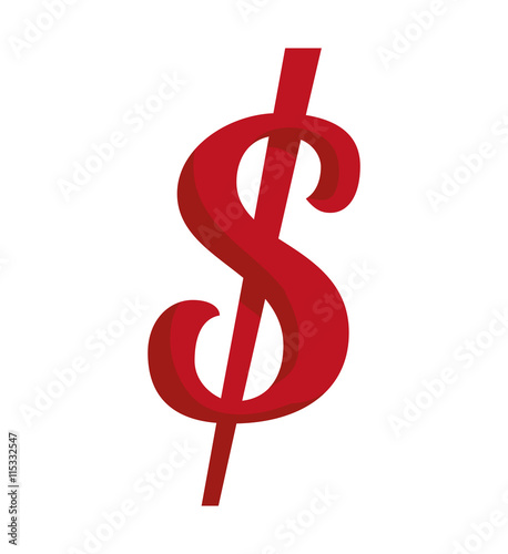 Money concept represented by red sign icon. Isolated and flat illustration 