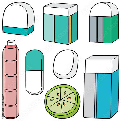 vector set of eraser
