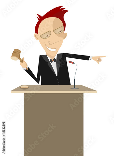 Sold. Smiling man holds an auction
