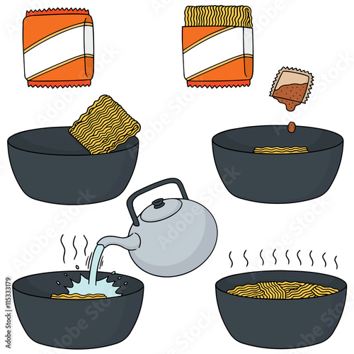 vector set of noodle