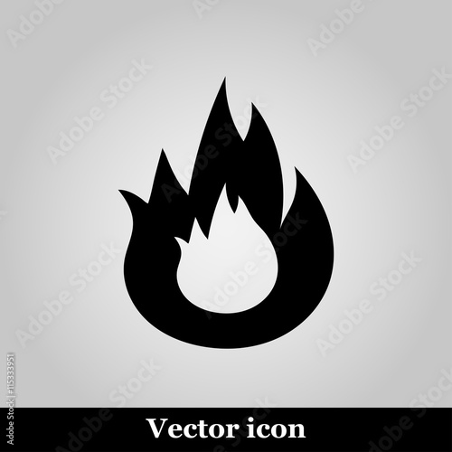 Flat Bonfire icon on grey background, vector illustration