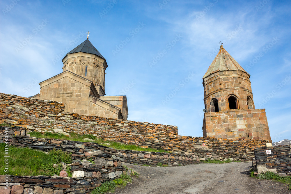 Gergeti Trinity Church in the mountains of the Caucasus