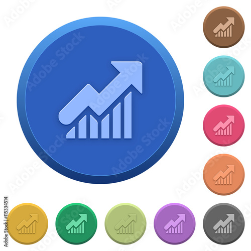 Embossed rising graph buttons