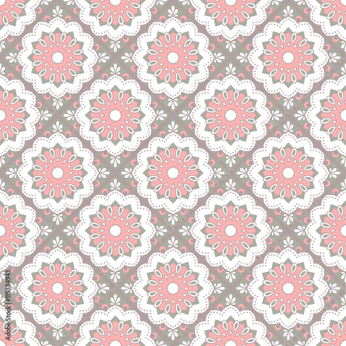 Seamless hand drawn mandala pattern for printing on fabric or paper. Vintage decorative elements in oriental style. Islam  arabic  indian  turkish ottoman motifs.  Vector illustration.