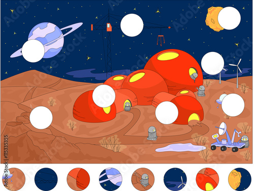 Robots build a futuristic building on the planet. Complete the p