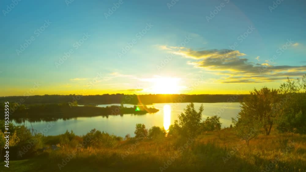 Sunset on the lake, time-lapse