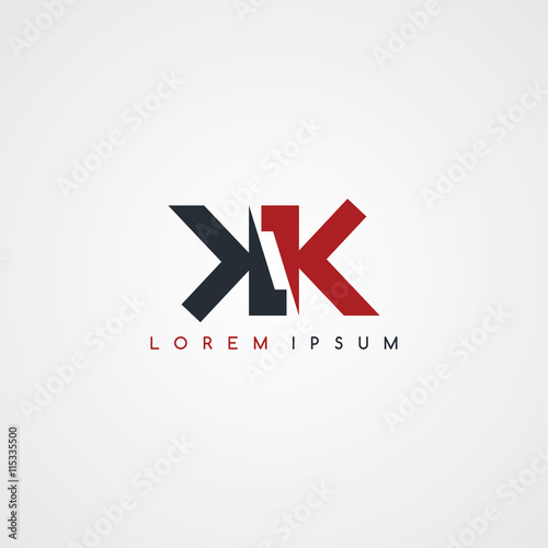 initial letter linked uppercase logo black red in white background