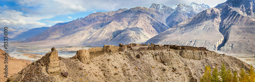 Panorama of Yamchun fortress, Ishkashim, Pamir, Tajikistan