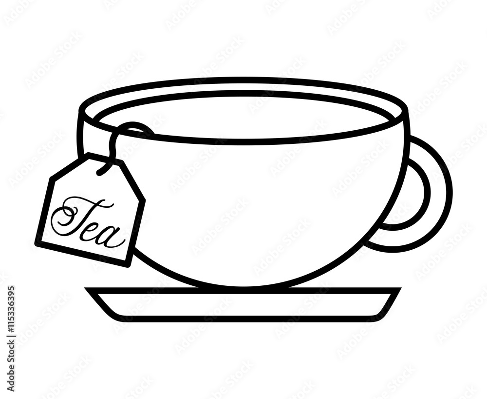 tea cup with bag isolated icon design