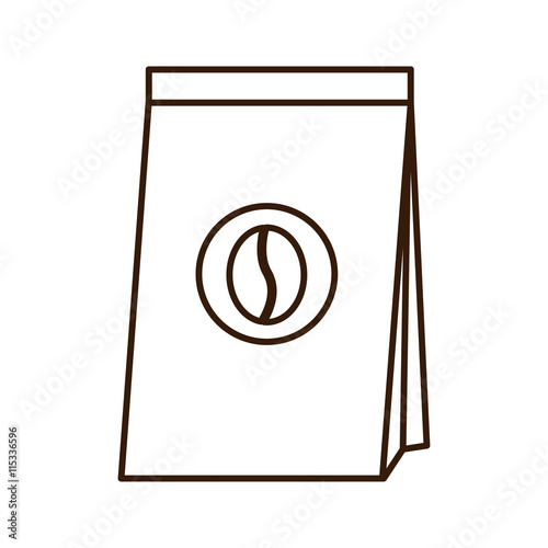 Paper coffee bag with bean sign , isolated vector illustration