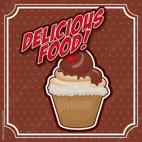 Sweet food product concept represented by cupcake icon. Colorfull and frame illustration. 