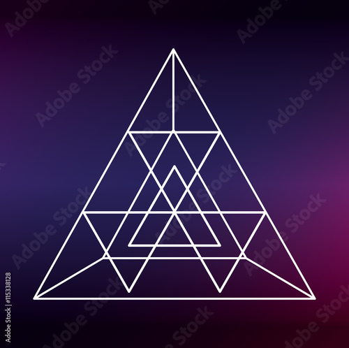 White Shape design represented by Sacred geometry icon. Colorfull illustration. Blue background