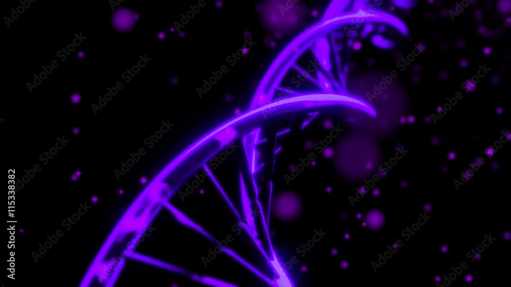 DNA spinning RNA double helix slow tracking shot closeup depth of field 4K
