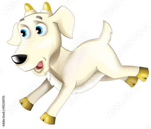 Cartoon funny goat in action - isolated - illustration for children