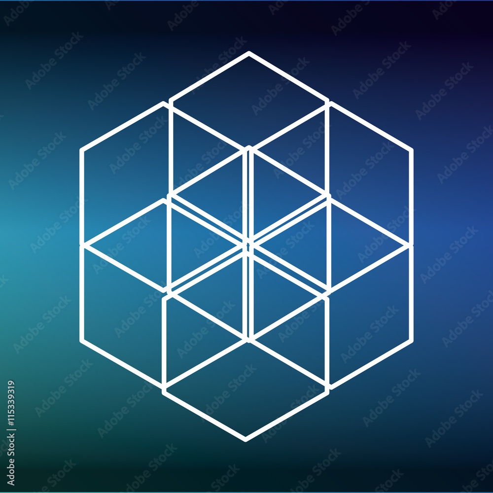 White Shape design represented by Sacred geometry icon. Colorfull illustration. Blue background White Shape design represented by Sacred geometry icon. Colorfull illustration. Blue background