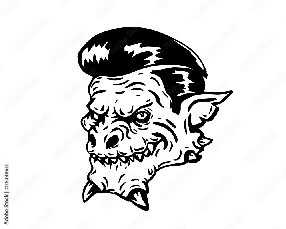 Vintage Black And White Hair Pomade Barber Shop Character - Zombie Vintage Hair  Style Stock Vector | Adobe Stock