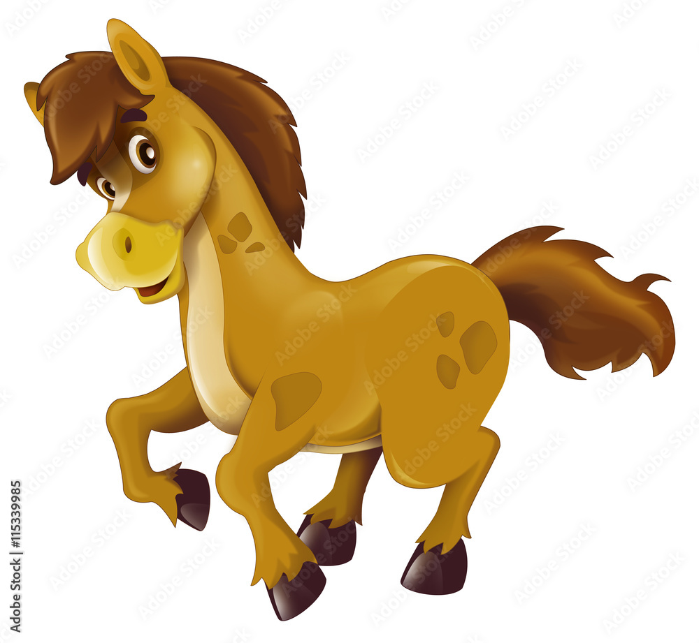 Obraz premium Cartoon happy horse - isolated - illustration for children
