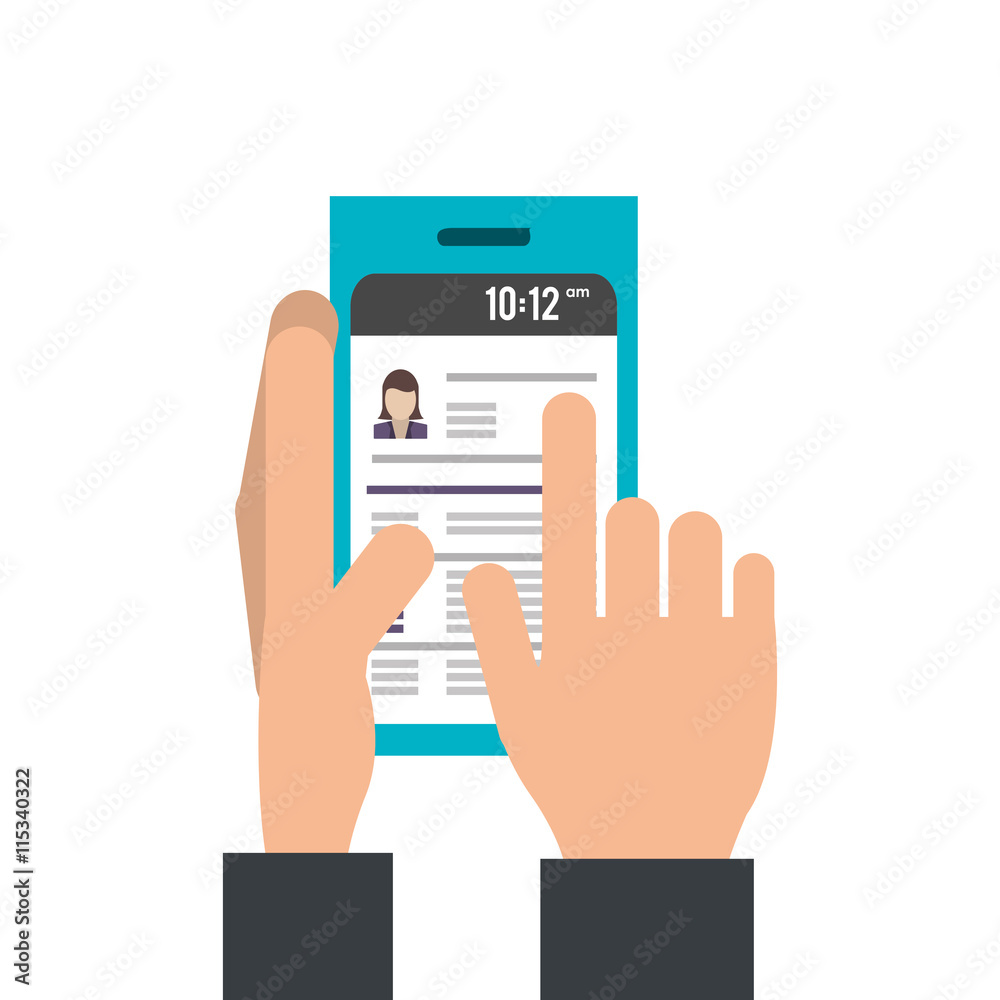 Hand operating smartphone mobile isolated vector illustration Hand operating smartphone mobile isolated vector illustration