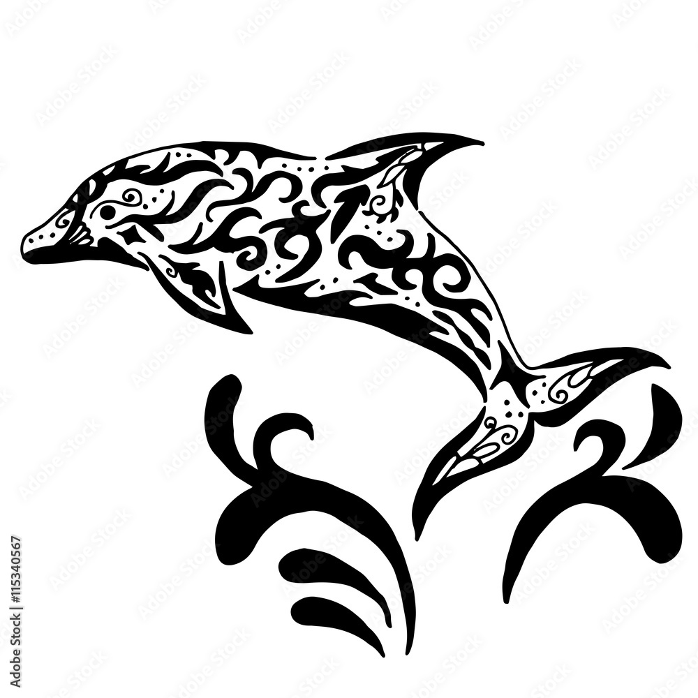 Naklejka premium Dolphin tatoo