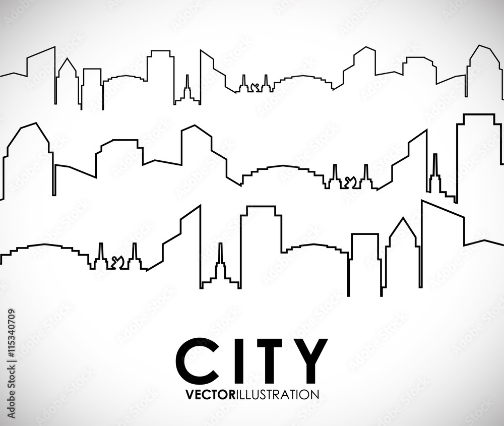 Obraz premium City and urban concept represented by building and tower icon. Silhouette and Isolated illustration