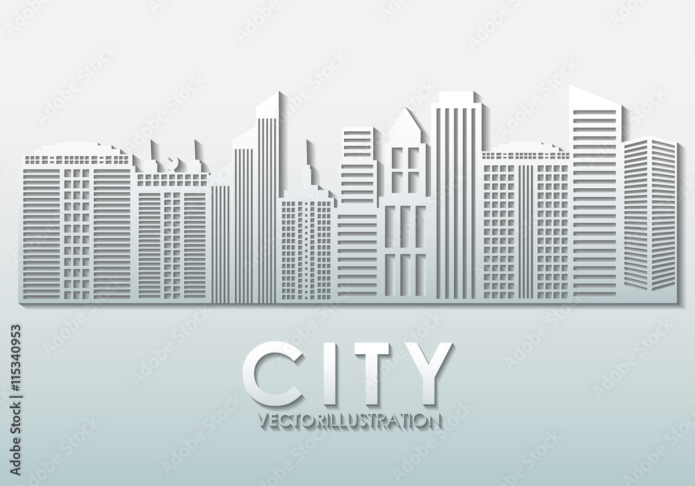 City and urban concept represented by building and tower icon. Grey and Flat illustration