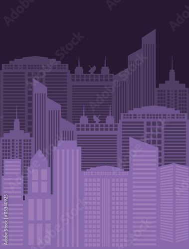 City and urban concept represented by building and tower icon. Purple and Flat illustration