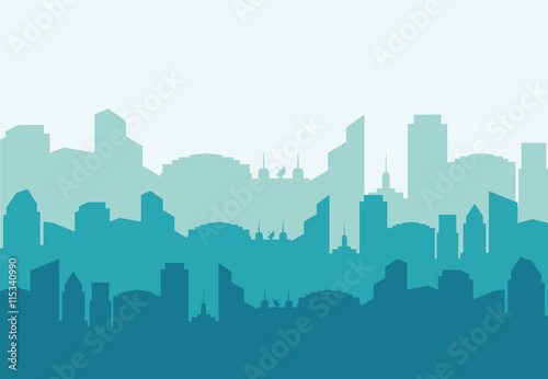 City and urban concept represented by building and tower silhouette icon. Colorfull and Flat illustration