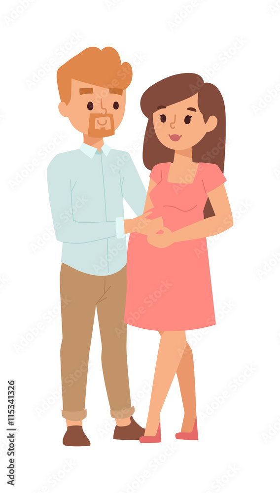 Young pregnant woman, pregnancy female belly expecting beautiful future mother character vector. Pregnant woman lifestyle and pregnant women lifestyle happy mathernity woman. Love parent motherhood.