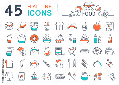 Set Line Icons Food