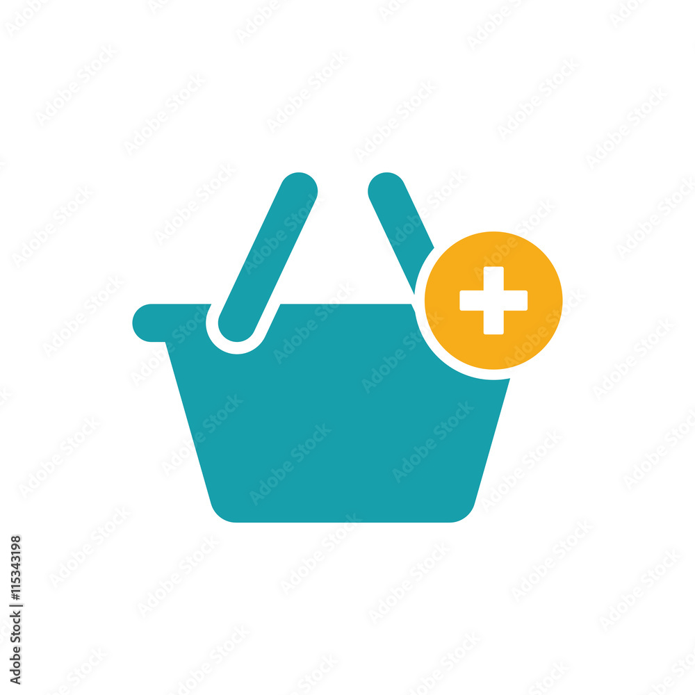 basket supermarket add icon on white background basket supermarket add icon on white background
