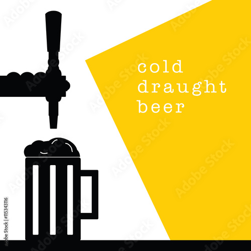 beer tap with mug drink cold illustration