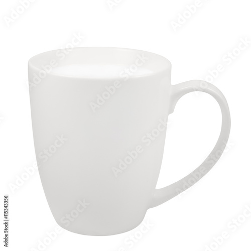 White Fresh Milk Mug, China Porcelain Cup, Large Detailed Isolated Macro Closeup, Vertical Studio Shot, Healthy Food Lifestyle Hot Drink Concept, Calcium, Vitamins And Proteins Source Metaphor