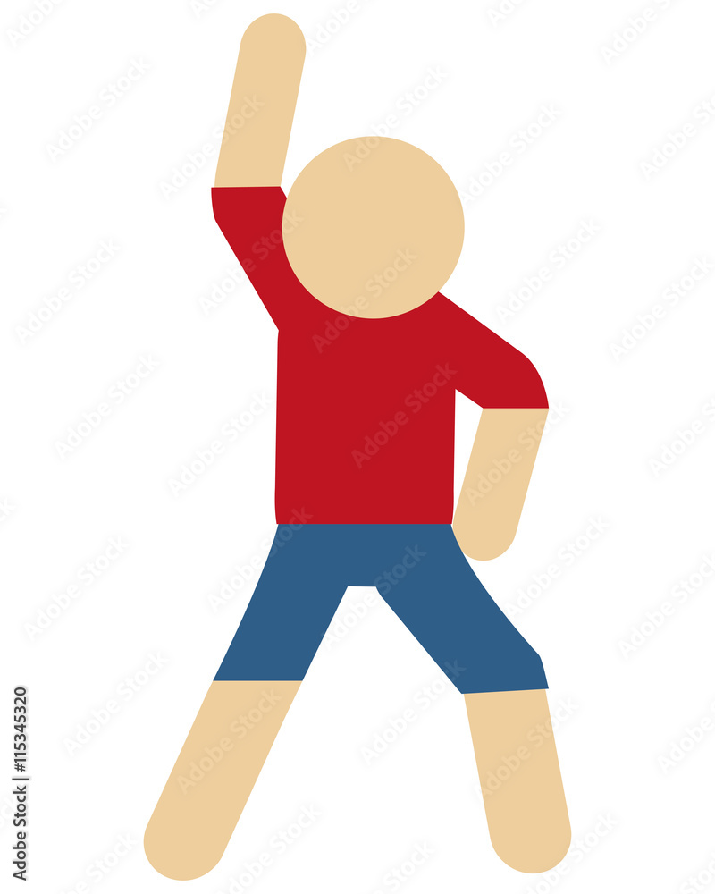 simple flat design person stretching pictogram icon vector illustration