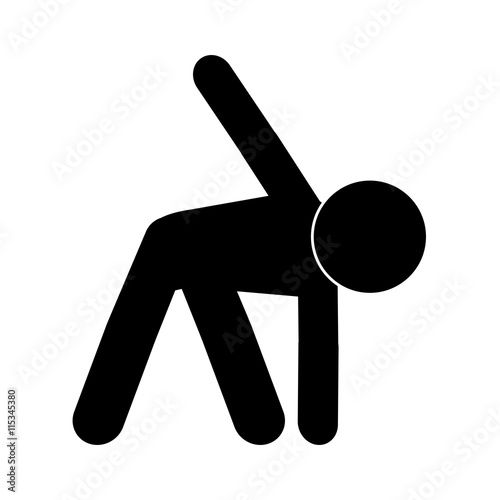 simple flat design person stretching pictogram icon vector illustration