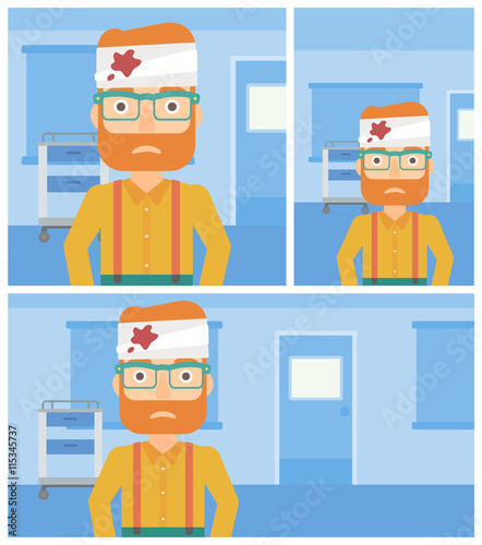Man with injured head.