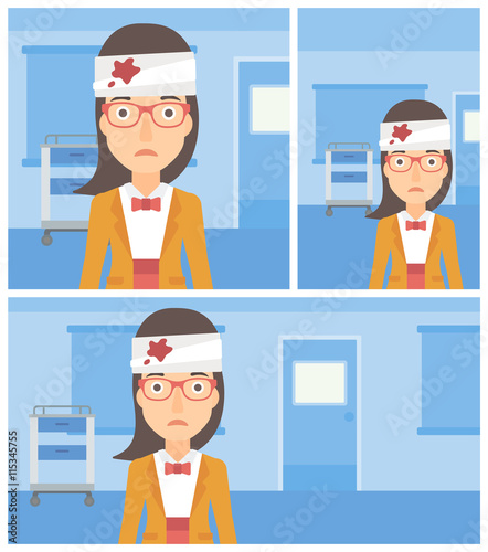 Woman with injured head.