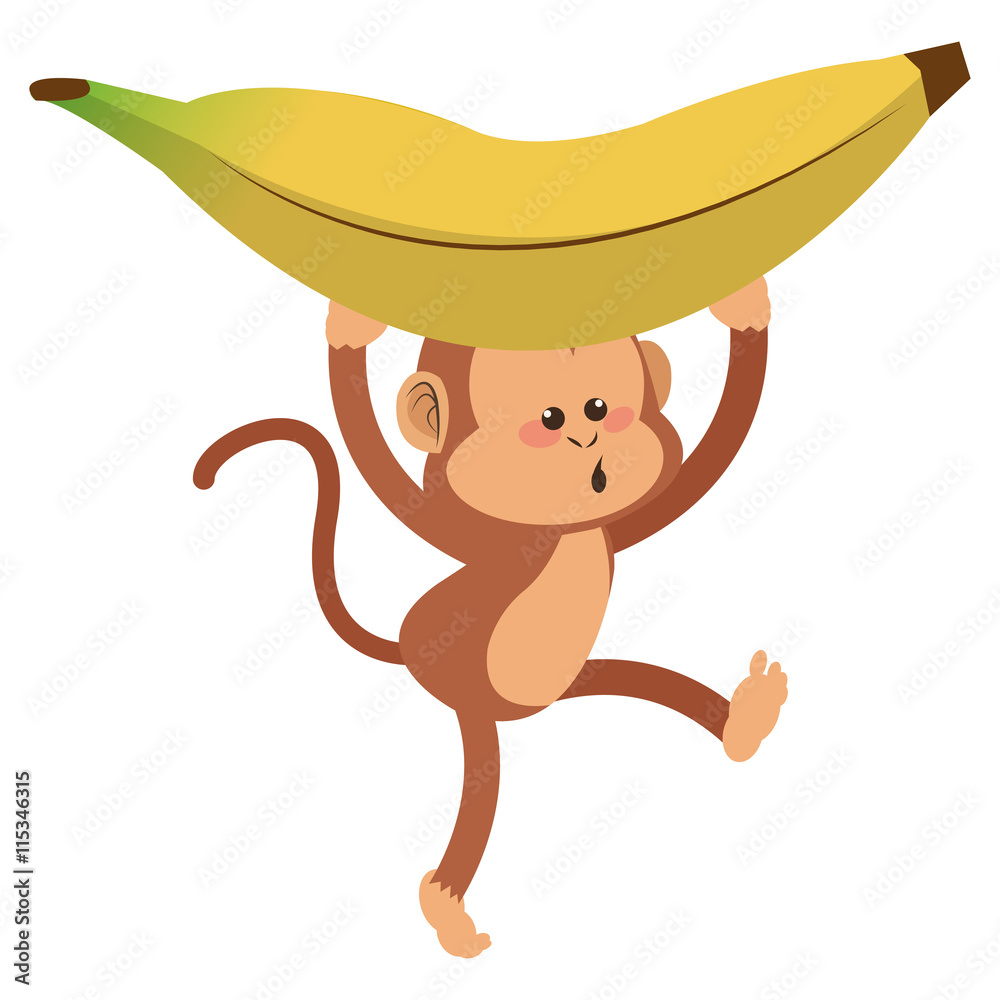 simple flat design monkey with playful face and banana cartoon icon vector illustration Stock Vector | Adobe Stock simple flat design monkey with playful face and banana cartoon icon vector illustration Stock Vector | Adobe Stock