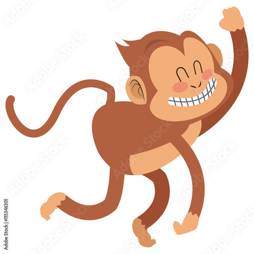 Photography simple flat design smiling monkey cartoon icon vector illustration