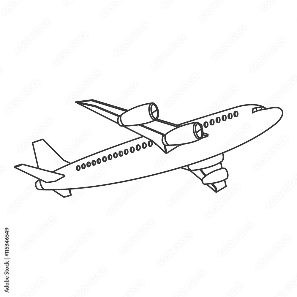 flat design flying airplane icon vector illustration