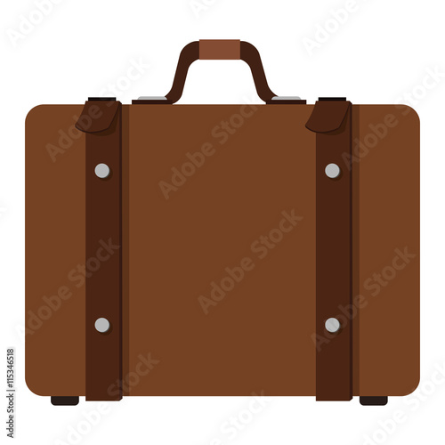 flat design suitcase with handle icon vector illustration