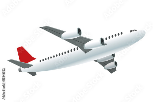 flat design flying airplane icon vector illustration