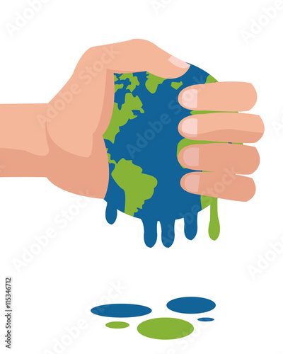 simple flat design hand holding planet earth melting icon vector illustration