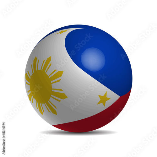 Philippines flag on a 3d ball with shadow