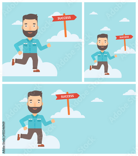 Businessman moving to success vector illustration.