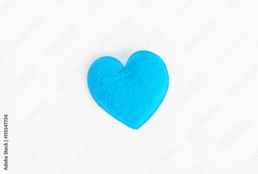 Blue  heart isolated on white background .