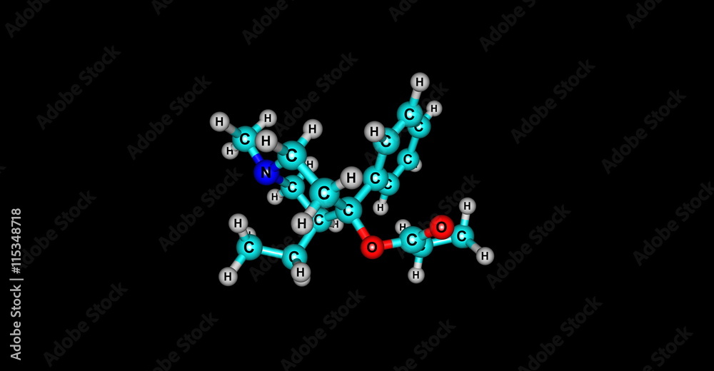 Meprodine molecular structure isolated on black Meprodine molecular structure isolated on black